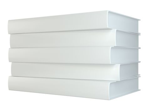 white stack of books isolated on white background. 3d rendering.