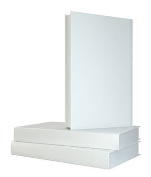 white books isolated on white background. 3d rendering.