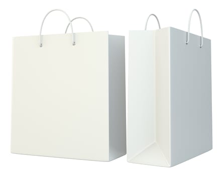 blank shopping paper bags set. 3d rendering isolated on white background