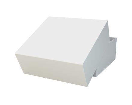 White open box isolated on white background. 3d rendering