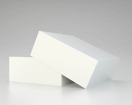 Empty open box on gray background. 3d rendering