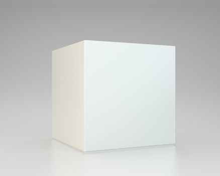 White package box on gray background. 3d rendering