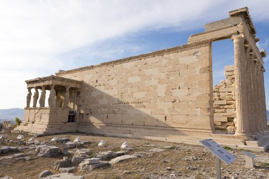 karyatides statues inside acropolis