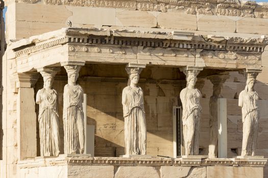 karyatides statues inside acropolis