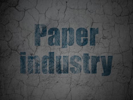 Manufacuring concept: Blue Paper Industry on grunge textured concrete wall background