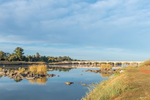 The road bridge over the Orange River at Upington, a town in the Northern Cape Province of South Africa