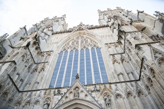 cleaned and restored stone window on York Minster cathedral