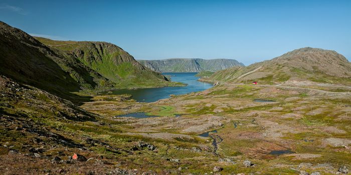 View of a small fjord near Honningsvag, Norway