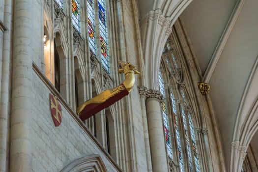 statue of a dragon in York Minster cathedral