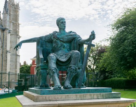 Emperor Constantine in bronze at York cathedral where he was proclaimed in 306 ad