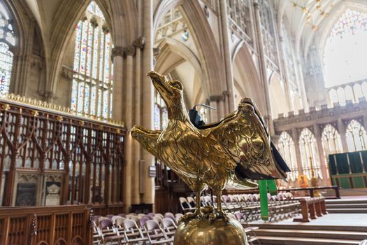 brass lectern in a church