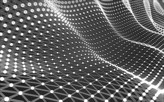 Abstract polygonal space low poly dark background with connecting dots and lines. Connection structure. 3d rendering