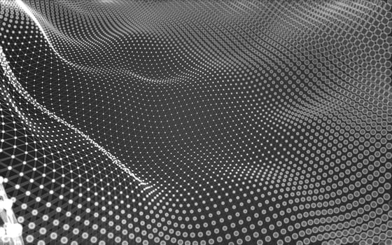 Abstract polygonal space low poly dark background with connecting dots and lines. Connection structure. 3d rendering