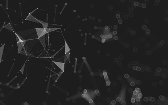 Abstract polygonal space low poly dark background with connecting dots and lines. Connection structure. 3d rendering