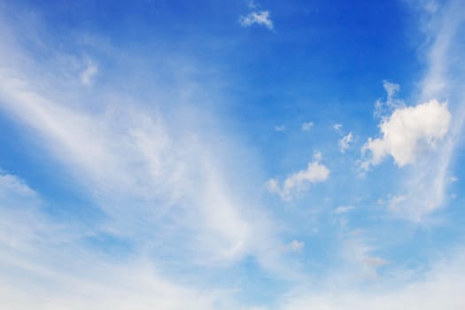 White clouds on the blue sky.