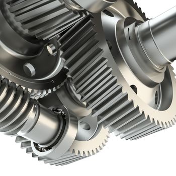 Gears drawing background. 3d illustration. Isolated on white