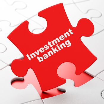 Money concept: Investment Banking on Red puzzle pieces background, 3D rendering