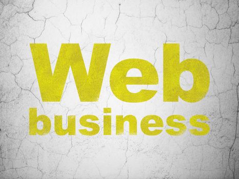 Web design concept: Yellow Web Business on textured concrete wall background