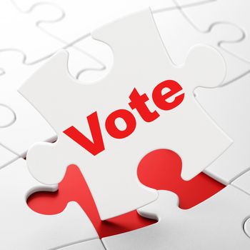 Politics concept: Vote on White puzzle pieces background, 3D rendering