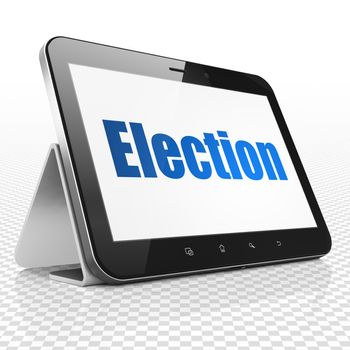 Politics concept: Tablet Computer with blue text Election on display, 3D rendering