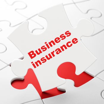 Insurance concept: Business Insurance on White puzzle pieces background, 3D rendering