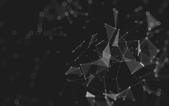 Abstract polygonal space low poly dark background with connecting dots and lines. Connection structure. 3d rendering