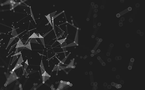 Abstract polygonal space low poly dark background with connecting dots and lines. Connection structure. 3d rendering