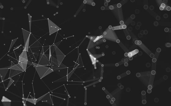 Abstract polygonal space low poly dark background with connecting dots and lines. Connection structure. 3d rendering