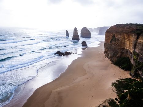 Twelve Apostles, famous landmark along the Great Ocean Road. Tourist attraction and travel destination along Australian coastline, Victoria, Australia