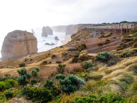 Twelve Apostles, famous landmark along the Great Ocean Road. Tourist attraction and travel destination along Australian coastline, Victoria, Australia