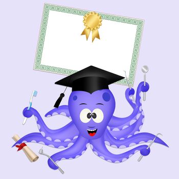 illustration of octopus graduate of dentistry