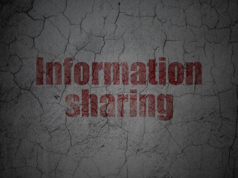 Data concept: Red Information Sharing on grunge textured concrete wall background
