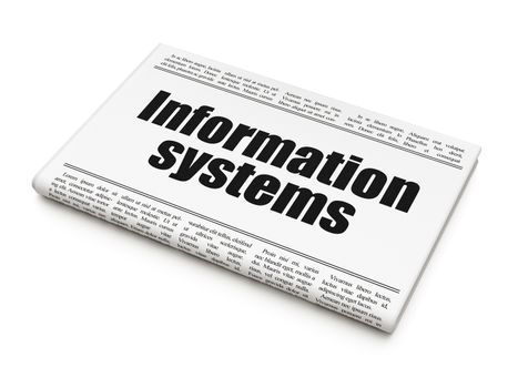 Information concept: newspaper headline Information Systems on White background, 3D rendering