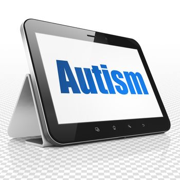 Medicine concept: Tablet Computer with blue text Autism on display, 3D rendering