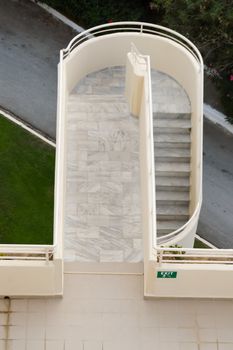 Exterior staircases in a hotel on the island of Crete