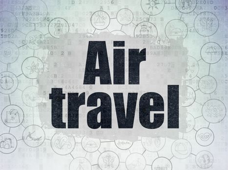 Travel concept: Painted black text Air Travel on Digital Data Paper background with  Scheme Of Hand Drawn Vacation Icons