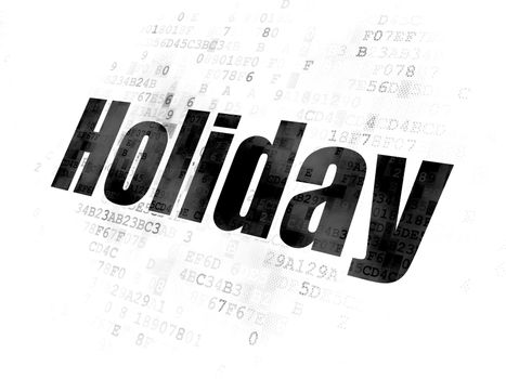 Vacation concept: Pixelated black text Holiday on Digital background