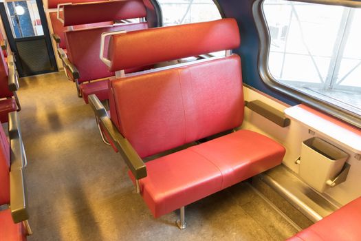 Emtpy interior of an old dutch train - Not in use anymore