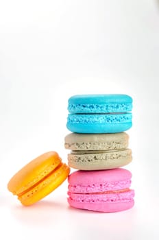Colorful macaroon  on white background , sweet dessert