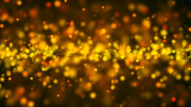 Gold bokeh abstract background defocused lights. 3d rendering.