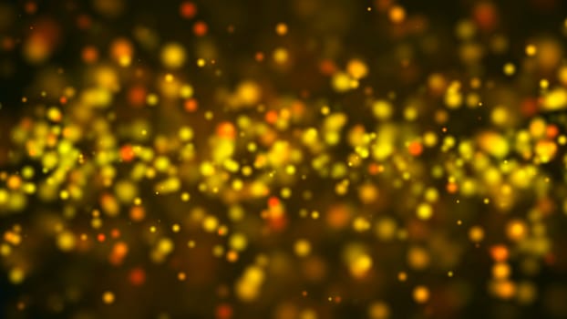 Gold bokeh abstract background defocused lights. 3d rendering.