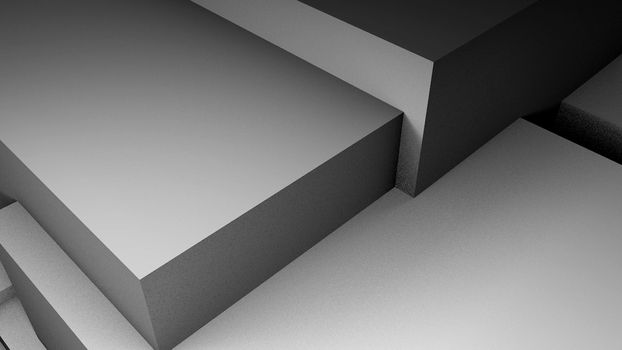 Abstract background with overlapping white cubes. 3d rendering