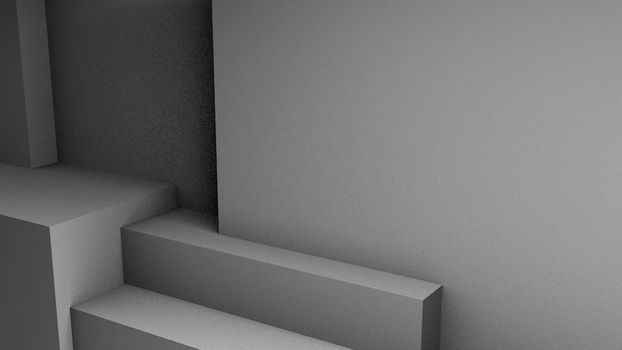 Abstract background with overlapping white cubes. 3d rendering