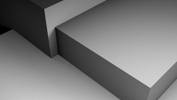 Abstract background with overlapping white cubes. 3d rendering