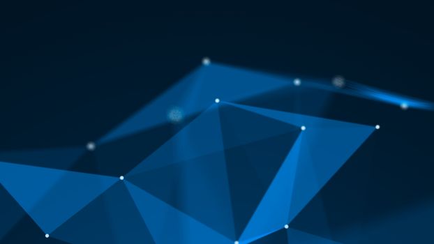 Abstract Polygonal Space Background with Connecting Dots and Lines. 3d rendering.