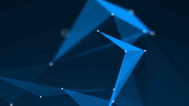 Abstract Polygonal Space Background with Connecting Dots and Lines. 3d rendering.