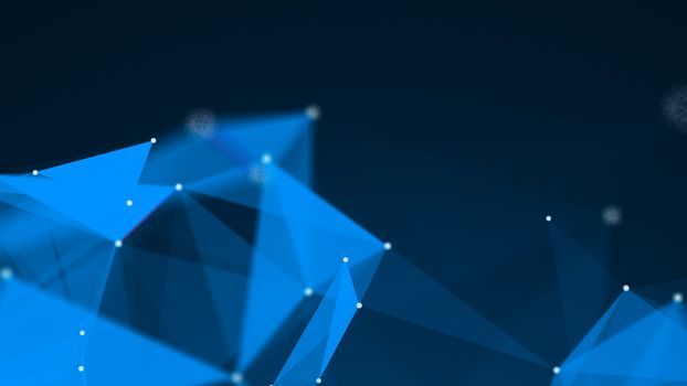 Abstract Polygonal Space Background with Connecting Dots and Lines. 3d rendering.