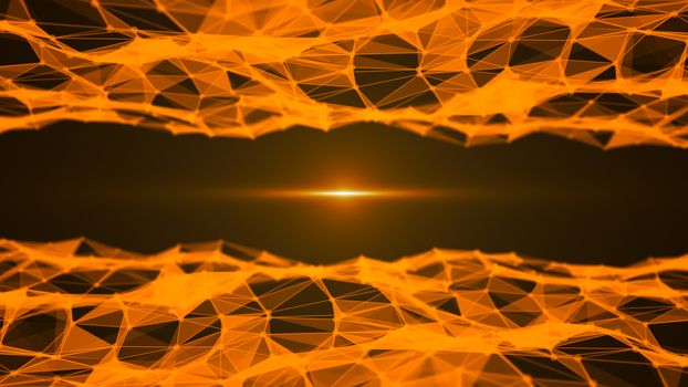 Abstract background with triangles and flares. Technology background. 3d rendering