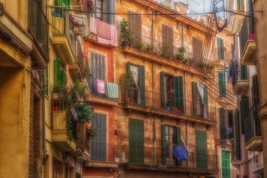 Alley with houses in Mallorca
