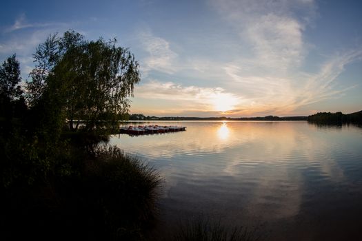 Sunset at lake Murner See in Bavaria